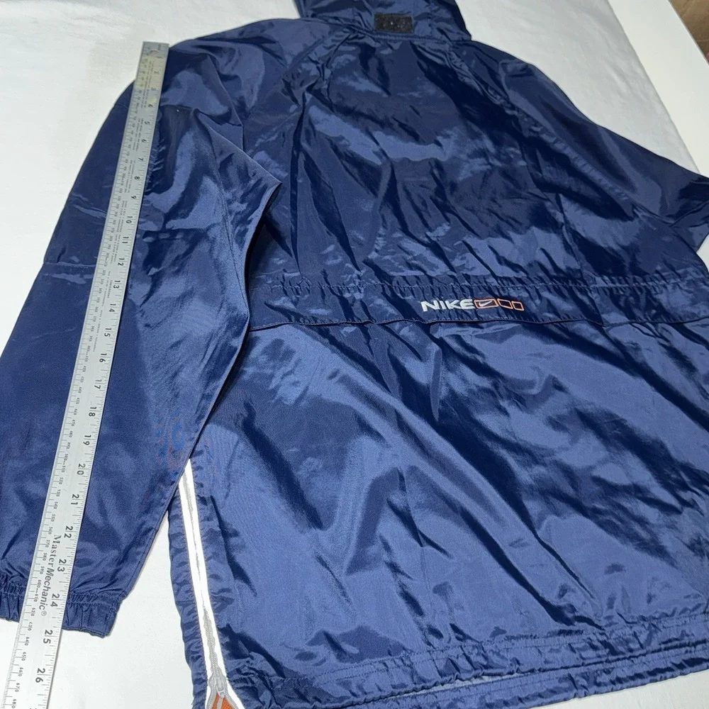 Vintage Nike Jacket Mens Large Navy Hooded Windbreaker Center Swoosh 90s 1/2 Zip